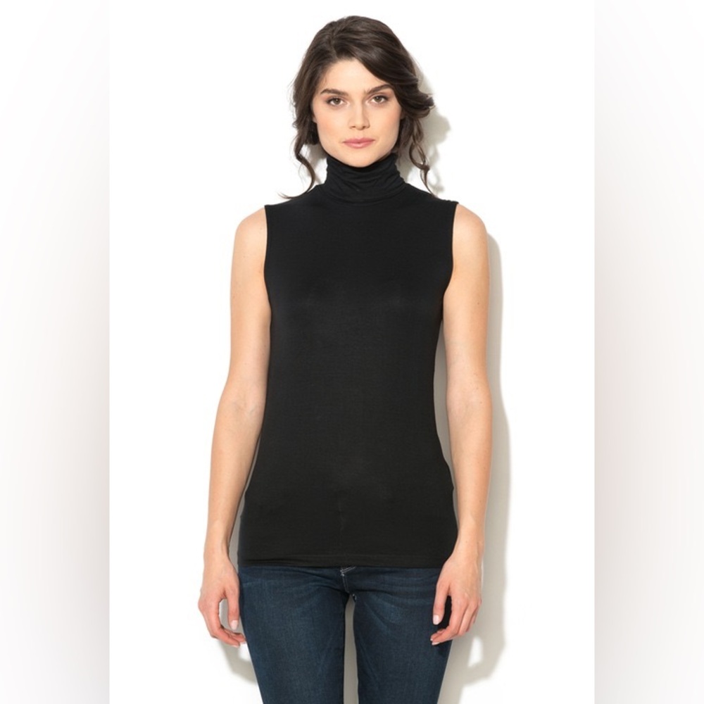 ICHI Black Sleeveless Turtleneck Top